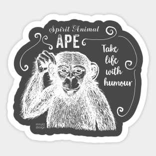 Spirit animal - monkey - white Sticker